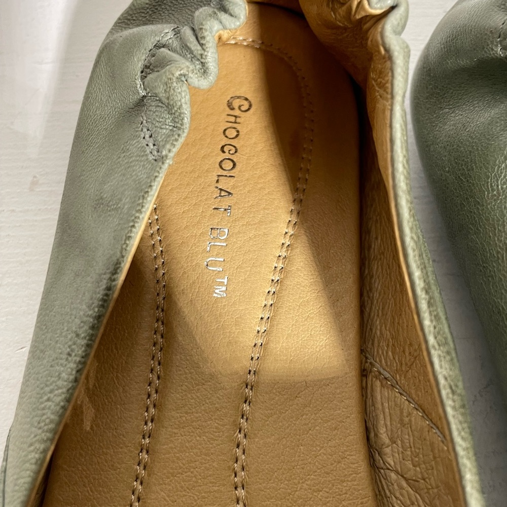 SUNDANCE CHOCOLATE BLU CAM2 women’s Pleated Leather Moccasin Flat Size 8 - Picture 5 of 8